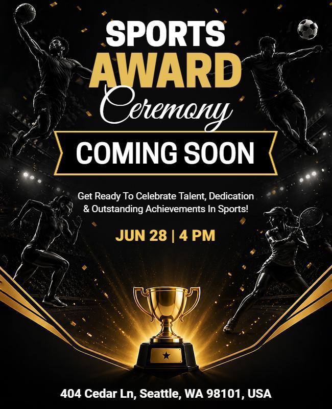 Sports Award Ceremony Coming Soon Announcement Poster Template
