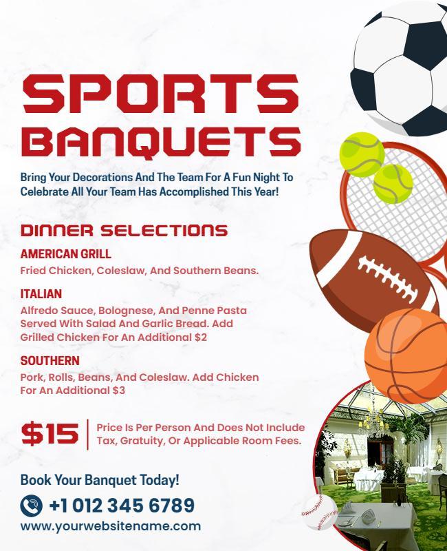 Sports Banquet Dinner Selections Flyer Template