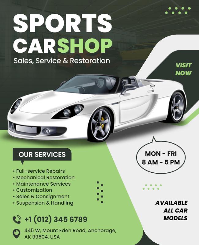 Sports Car Sales and Restoration Flyer Template