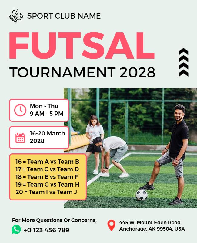 Sports Club Futsal Tournament Flyer Template