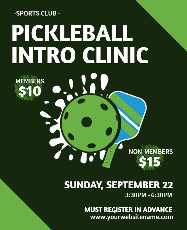 Sports Club Pickleball Clinic Flyer Template