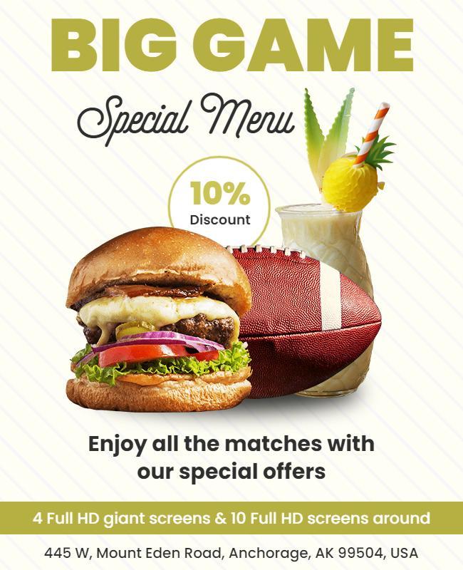 Sports Event Special Menu Flyer Template