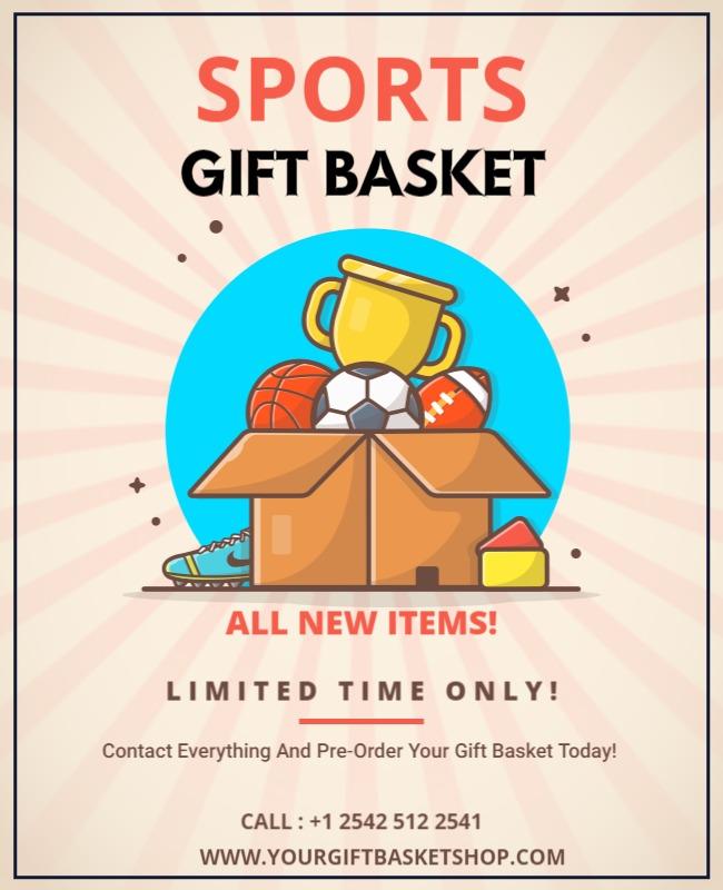 Sports Gift Basket Advertisement Flyer Template