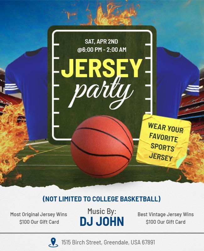 Energetic Blue Sports Jersey Party Celebration Flyer Template