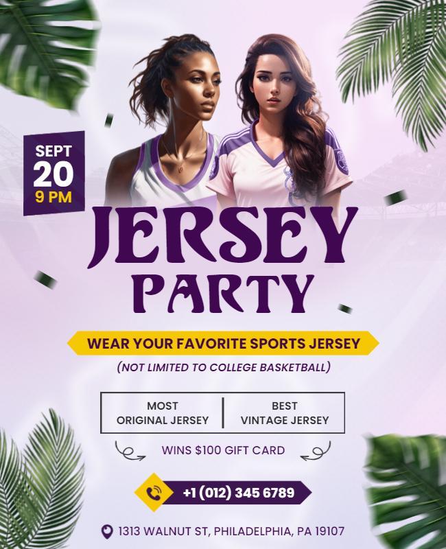 Sporty Purple Jersey Party Celebration Flyer Template