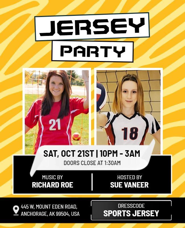 Bold Jersey-Themed Sports Party Celebration Flyer Template