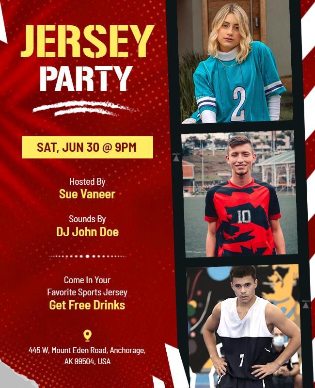 Sports Jersey Party Event Flyer Template