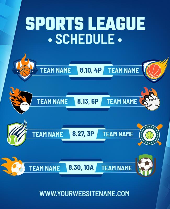 Sports League Schedule Flyer with Game Icons Template