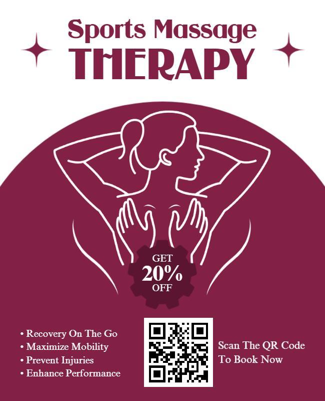 Sports Massage Therapy QR Code Flyer Template