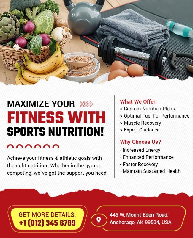 Sports Nutrition Fitness Promotion Flyer Template