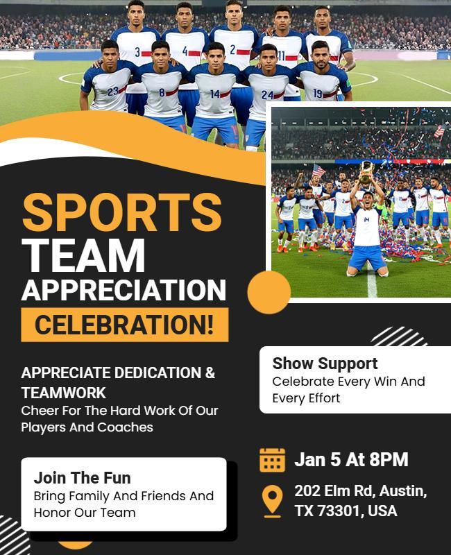 Sports Team Appreciation Celebration Flyer Template