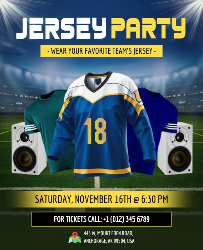 Sports Team Jersey Party Event Flyer Template