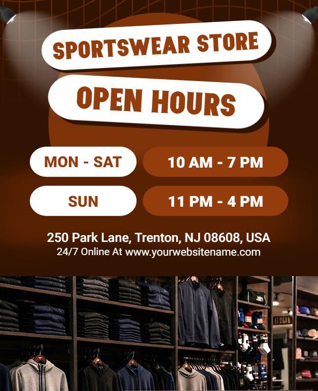 Sportswear Store Open Hours Flyer Template