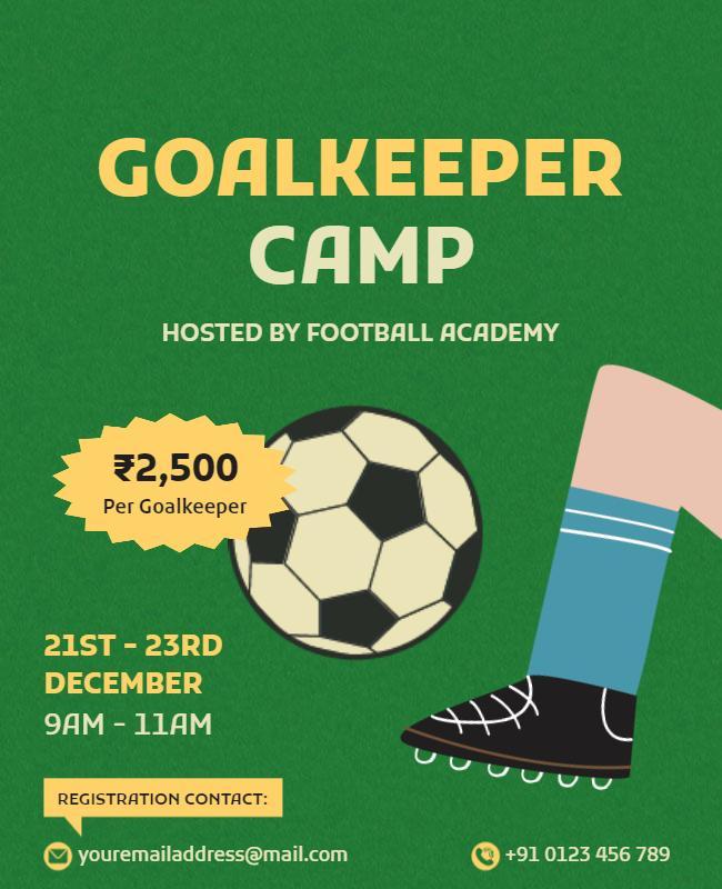 Sporty Green Goalkeeper Training Camp Poster Template