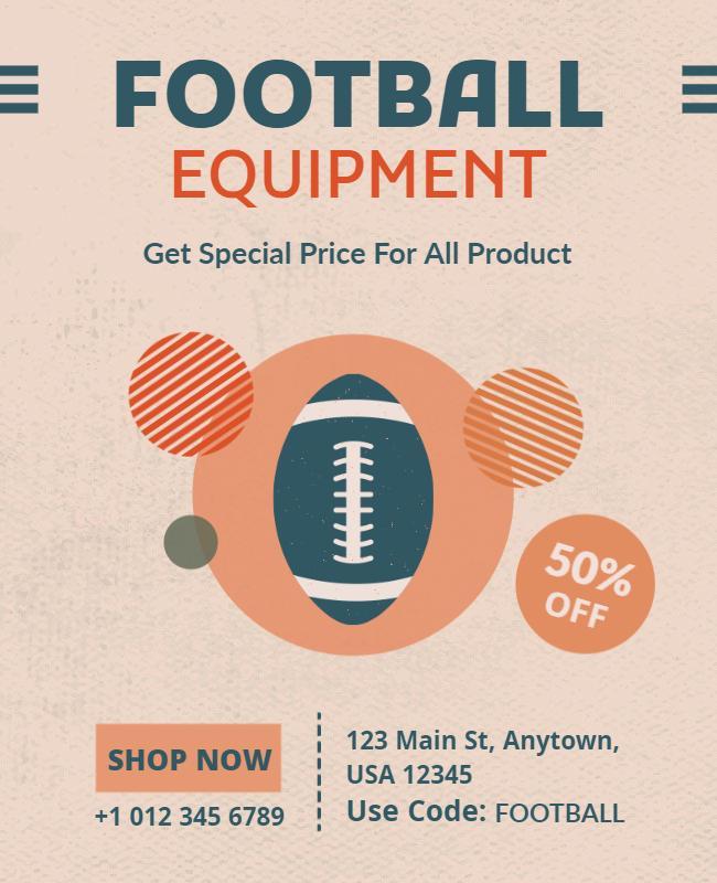 Sporty Retro Football Equipment Sale Poster Template