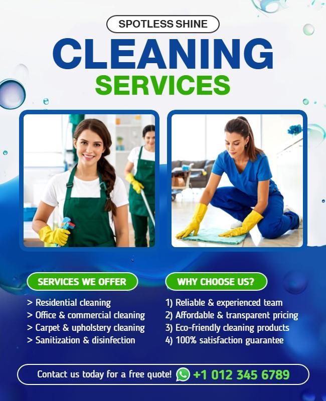 Spotless Shine Cleaning Services Promotional Flyers Template