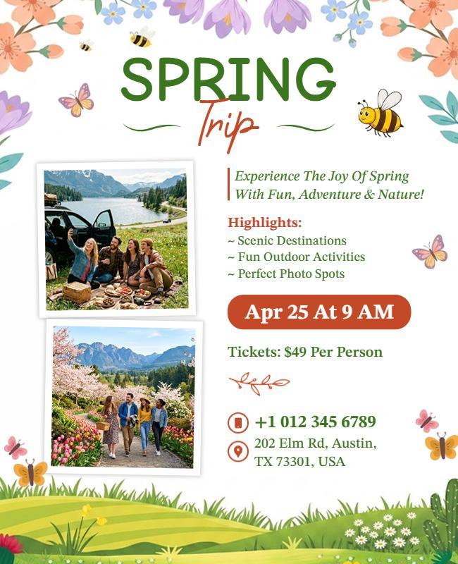 Spring Adventure Trip Promotional Poster Template