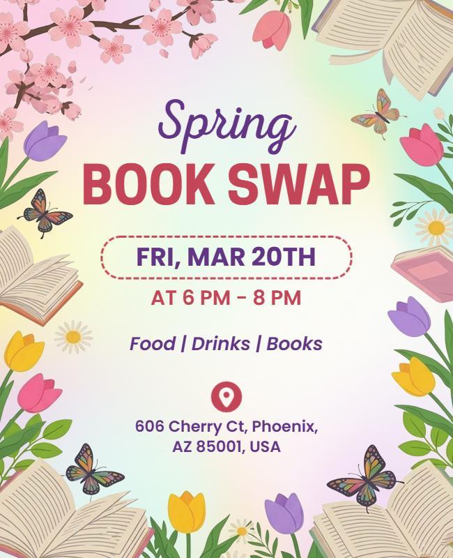 Spring Book Swap Event Poster Template