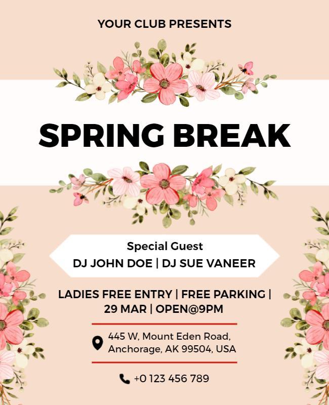 Spring Break Club Event Flyer Template