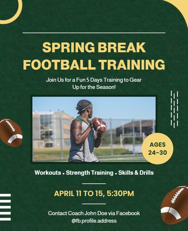 Spring Break Football Training Flyer Template