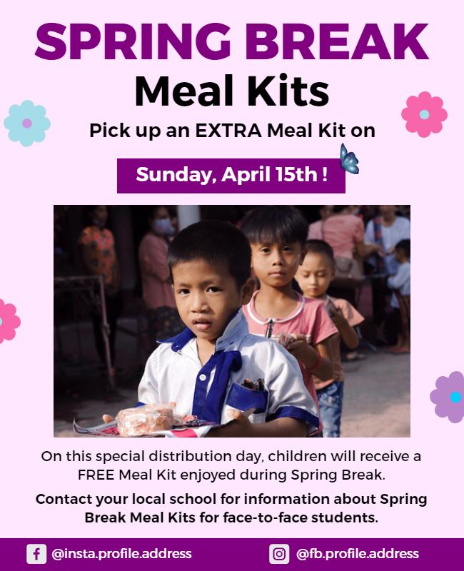 Spring Break Free Meal Distribution Flyer Template