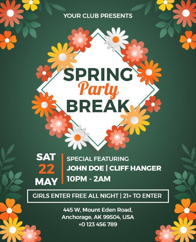 Spring Break Party Event Flyer Template