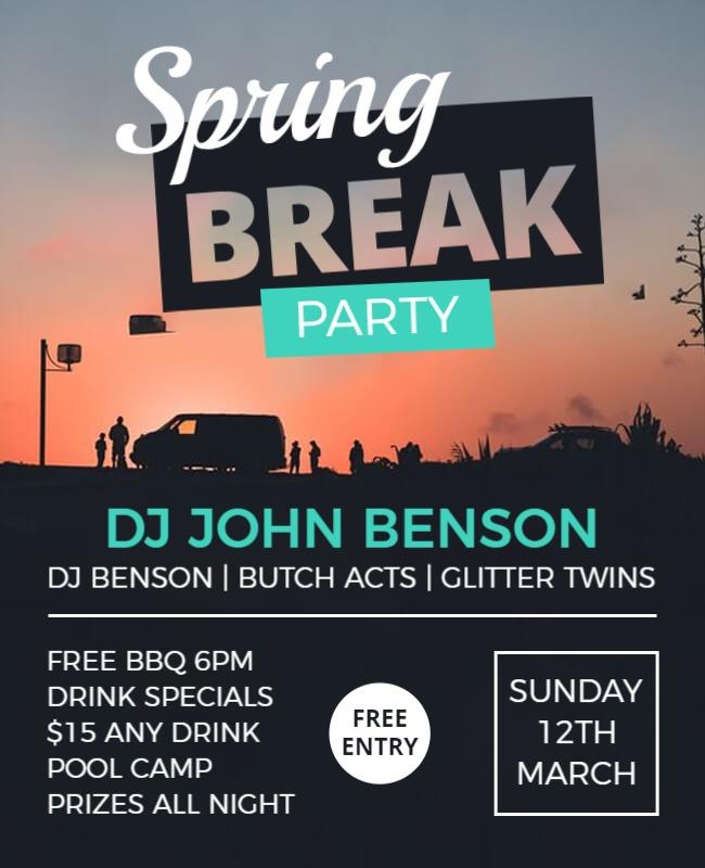 Spring Break Party Music Event Flyer Template