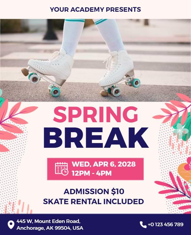 Spring Break Roller Skating Event Flyer Template