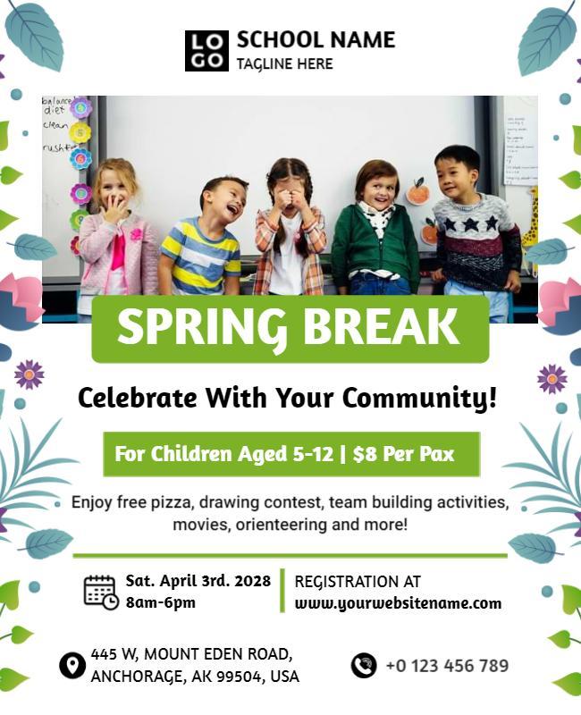 Spring Break School Community Event Flyer Template