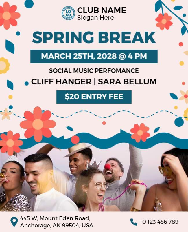 Spring Break Social Music Performance Flyer Template