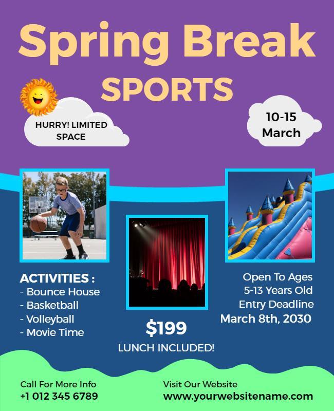 Spring Break Sports Activities Flyer Template