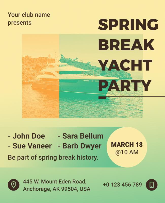 Spring Break Yacht Party Flyer Template