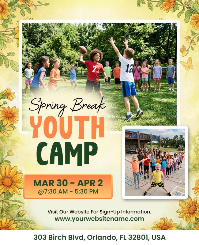 Spring Break Youth Camp Event Flyer Template