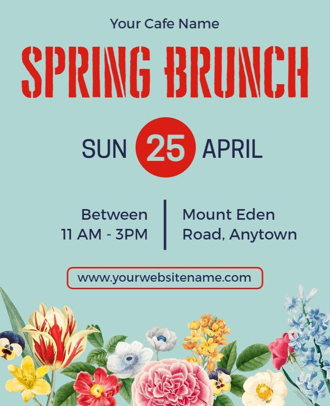 Spring Brunch Event with Floral Decor Flyer Template