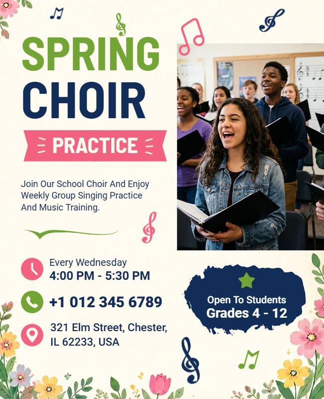 Spring Choir Practice Flyer Template