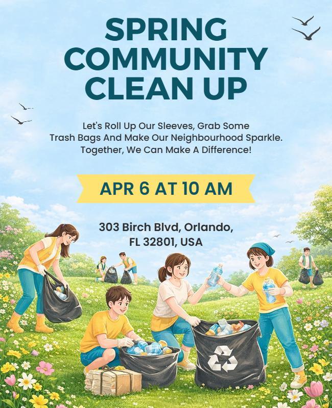 Spring Community Clean up Event Poster Template