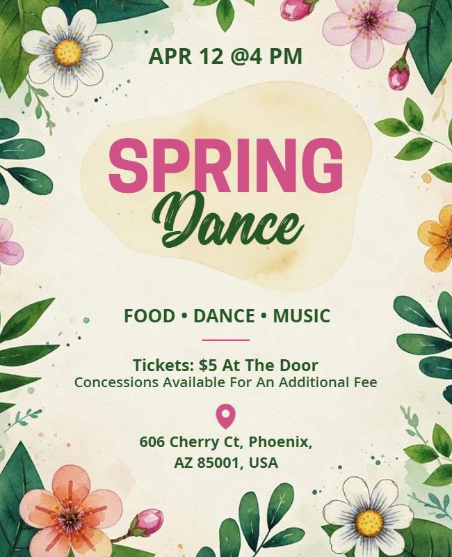 Spring Dance Event Poster Template