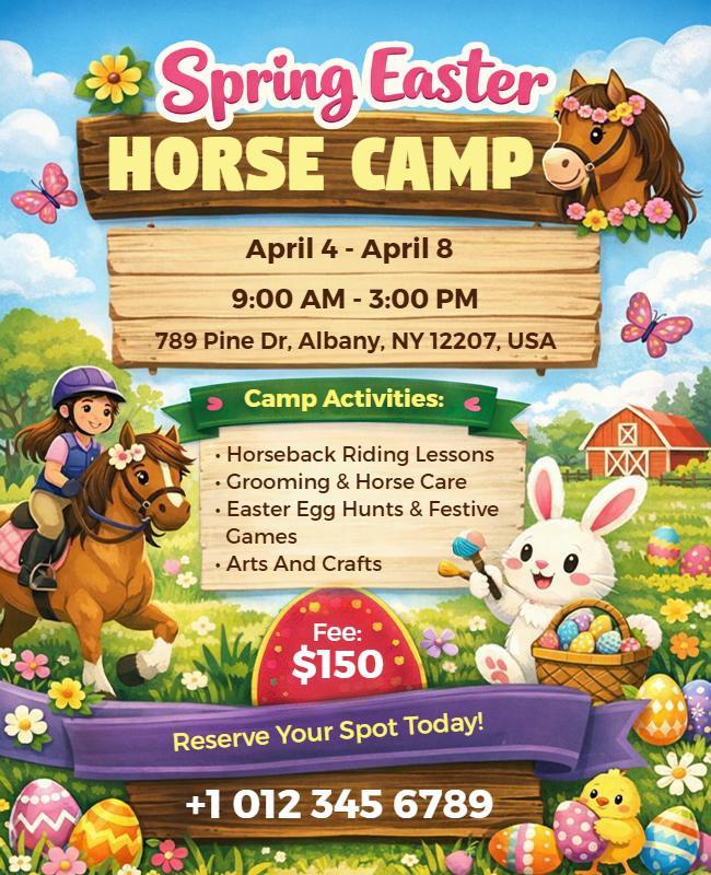 Spring Easter Horse Camp Flyer Template