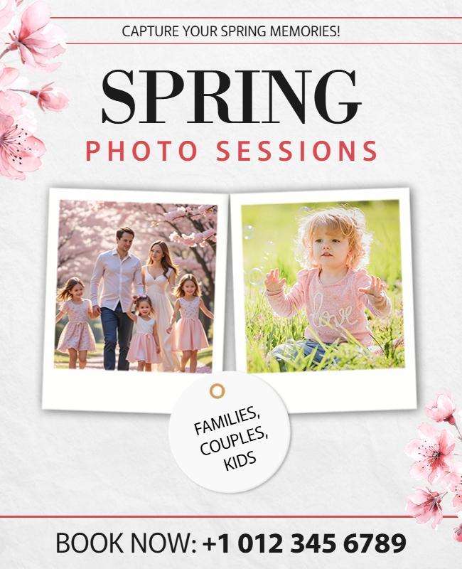 Spring Family Photo Sessions Promotion Flyer Template
