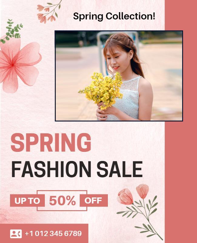 Spring Fashion Sale Promotional Flyer Template