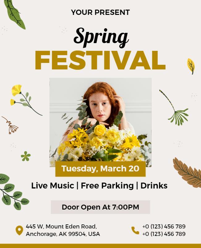 Charming Floral Spring Festival Celebration Flyer Template