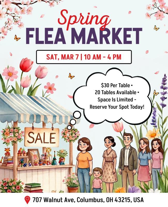 Spring Flea Market Event Poster Template