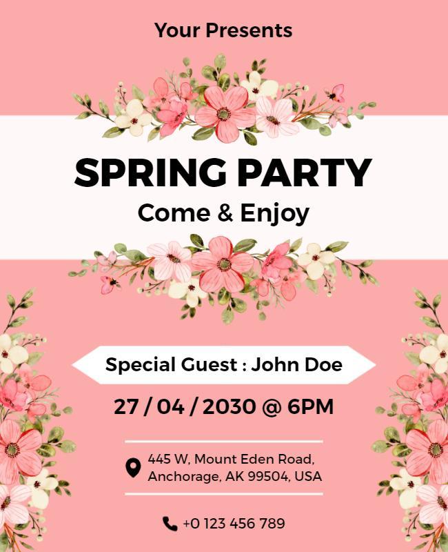 Spring Floral Celebration Party Flyer Template