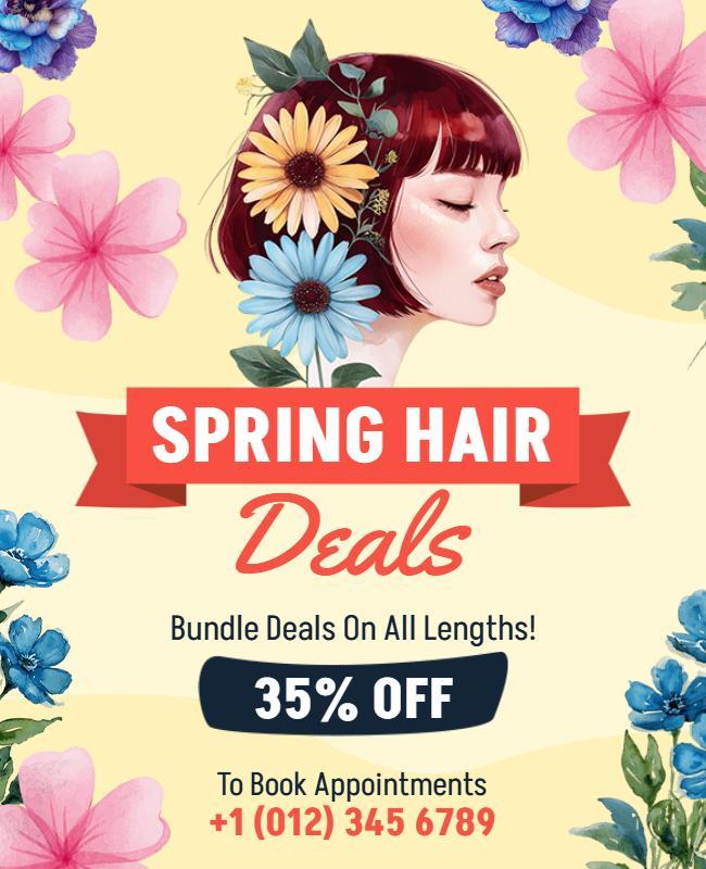 Spring Hair Salon Promotion Flyer Template
