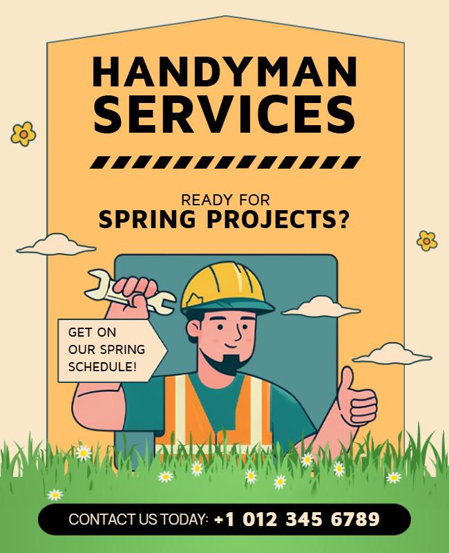 Spring Handyman Services Promotion Flyer Template