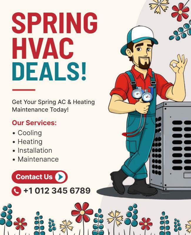 Spring HVAC Service Promotion Flyer Template