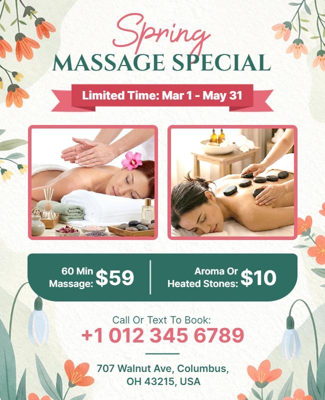 Spring Massage Special Promotion Flyer Template