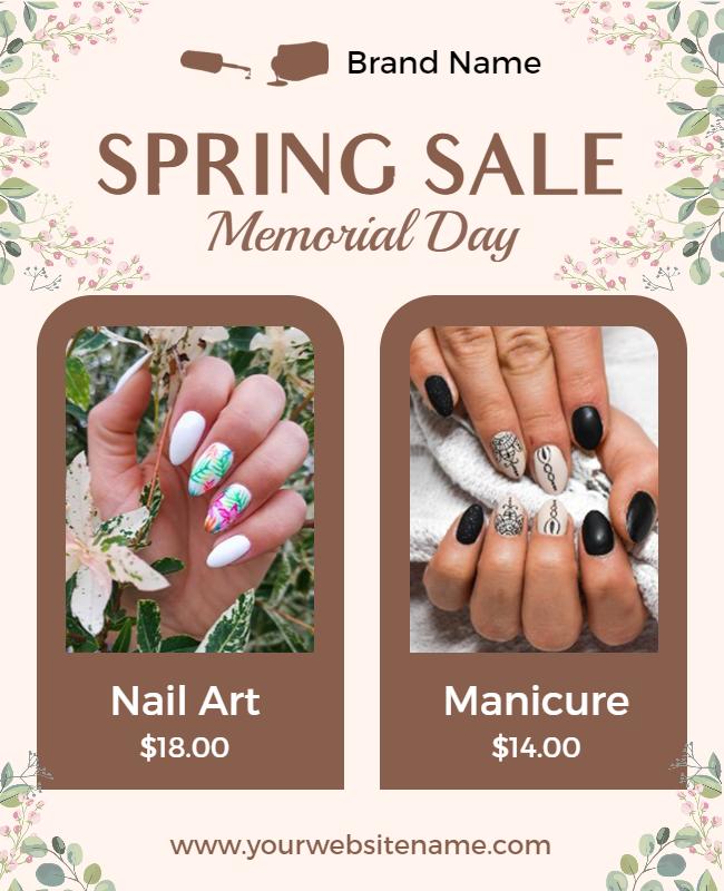 Spring Memorial Day Nail Art Sale Flyer Template