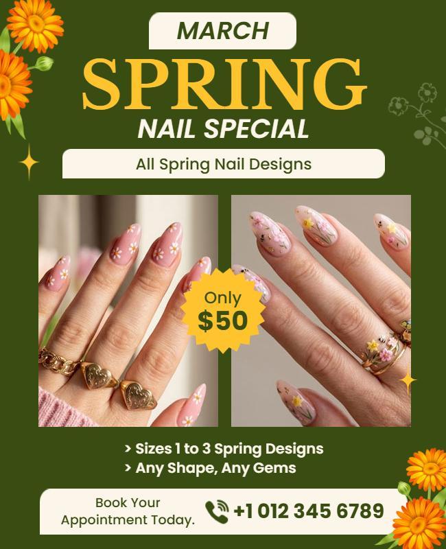 Spring Nail Design Special Offer Poster Template