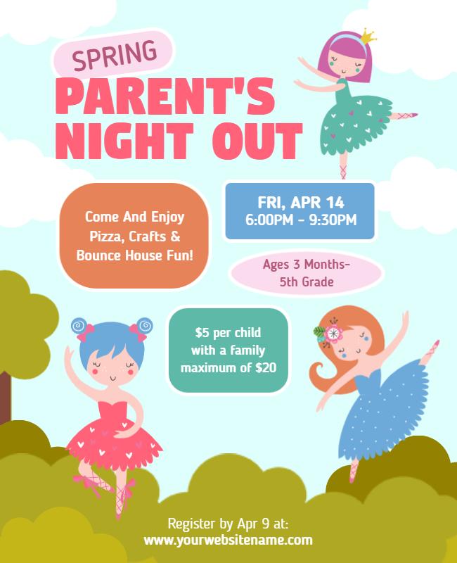 Spring Parents Night Out Event Flyer Template